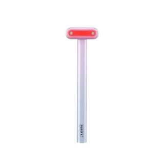 Red light therapy skincare wand with illuminated red LED head for targeted facial treatment