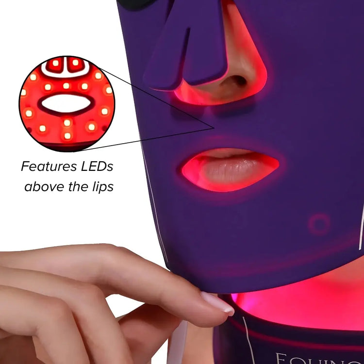 Close-up of Equinox Pro LED mask showing 336 LEDs positioned around the lip and chin area