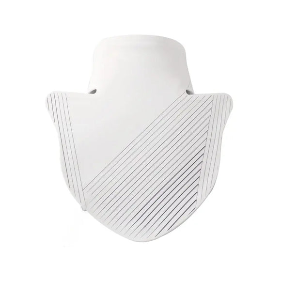 Comparison chart of the Equinox Pro LED neck and chest mask versus a basic competitor neck mask