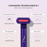 Chromaglow-wand-4-in-1-technology-infographic:-high-frequency-vibration,-therapeutic-warmth,-LED-light-therapy-and-microcurrent